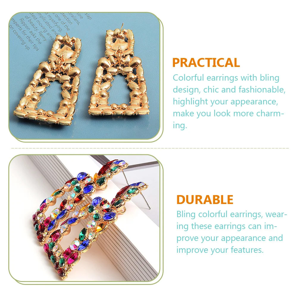 

1Pair Rhinestone Earrings Dangle Fashion Jewelry Trendy Statement for Women Rhinestone Earrings