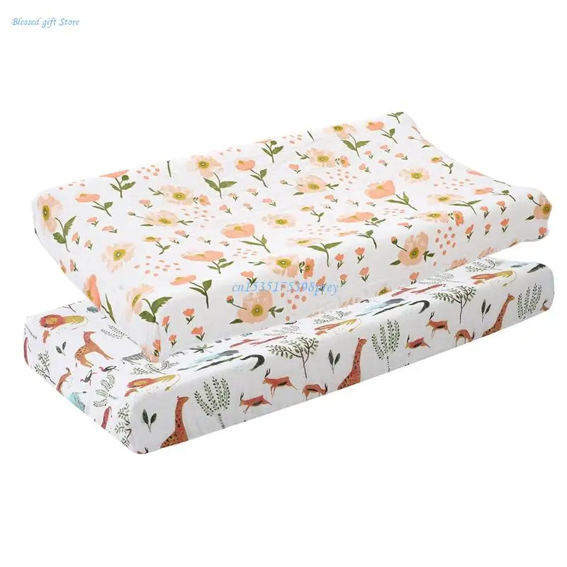 Baby Changing Pad Cover Floral Print Fitted Crib Sheet Infant or Toddler Bed Nursery Unisex Diaper Change Table Sheet