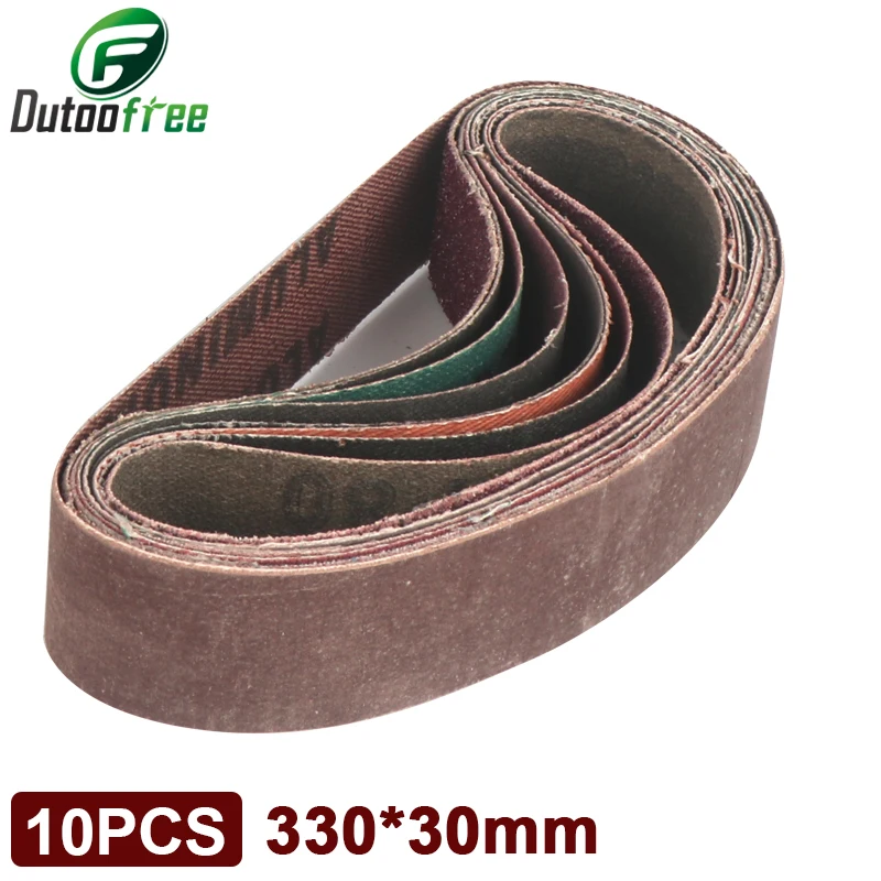 10PCS/Set Sanding Belts 120-1000 Grits Wood Soft Metal Polishing Sandpaper Abrasive Bands For Belt Sander Abrasive Tool 330*30mm