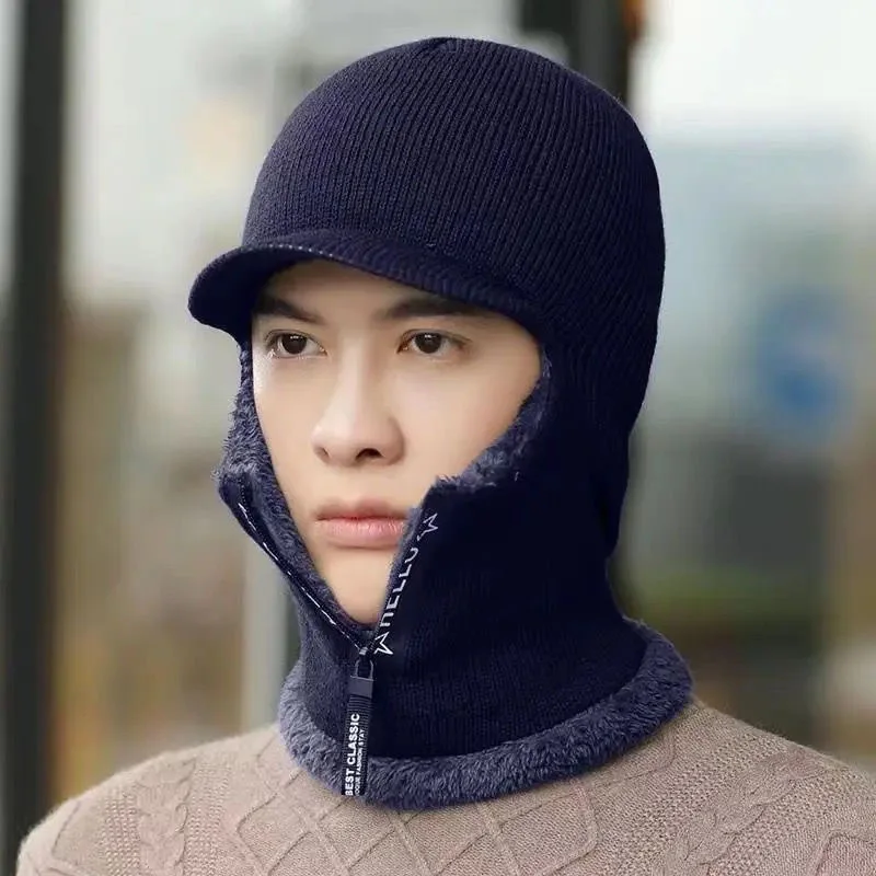 Thickened Ear Protection Hat Men's Winter Warm Hat Scarf Integrated Riding Hat Windproof and Cold One-piece Hat image 4