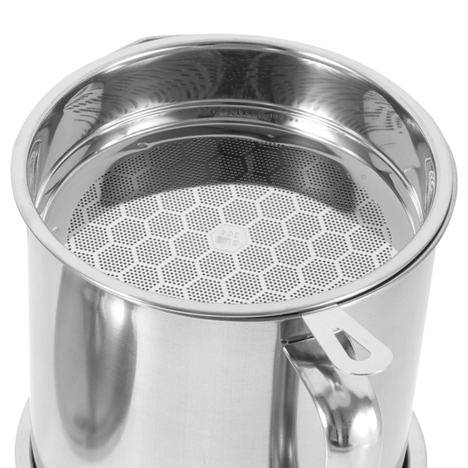 

Stainless Steel Oil Strainer Pot Grease Container Non-Rust Oil Storage Can Practical Kitchen Gadget with Lid Base Tray