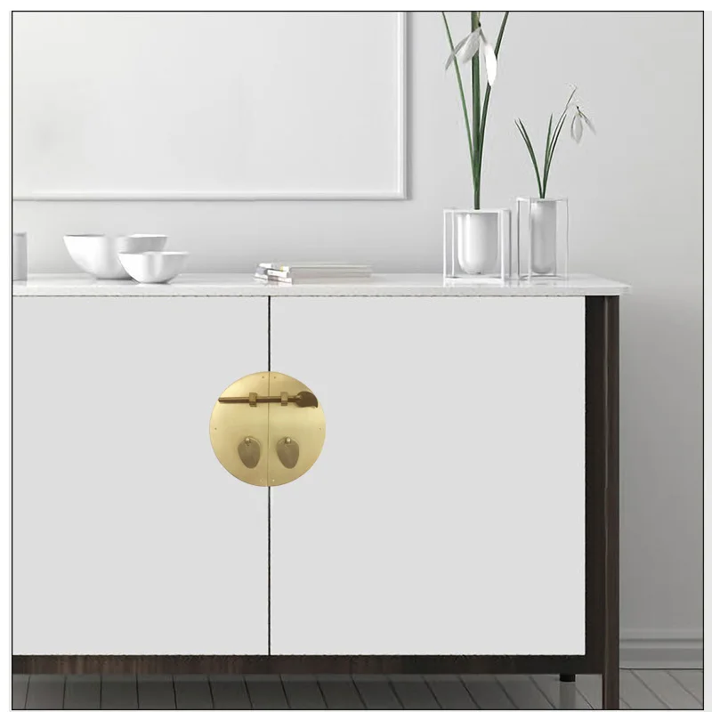 12/15/18/20CM Classic Furniture Handle Brass Round Face Plate Back Plate Cabinet Knobs and Handles Home Improvement