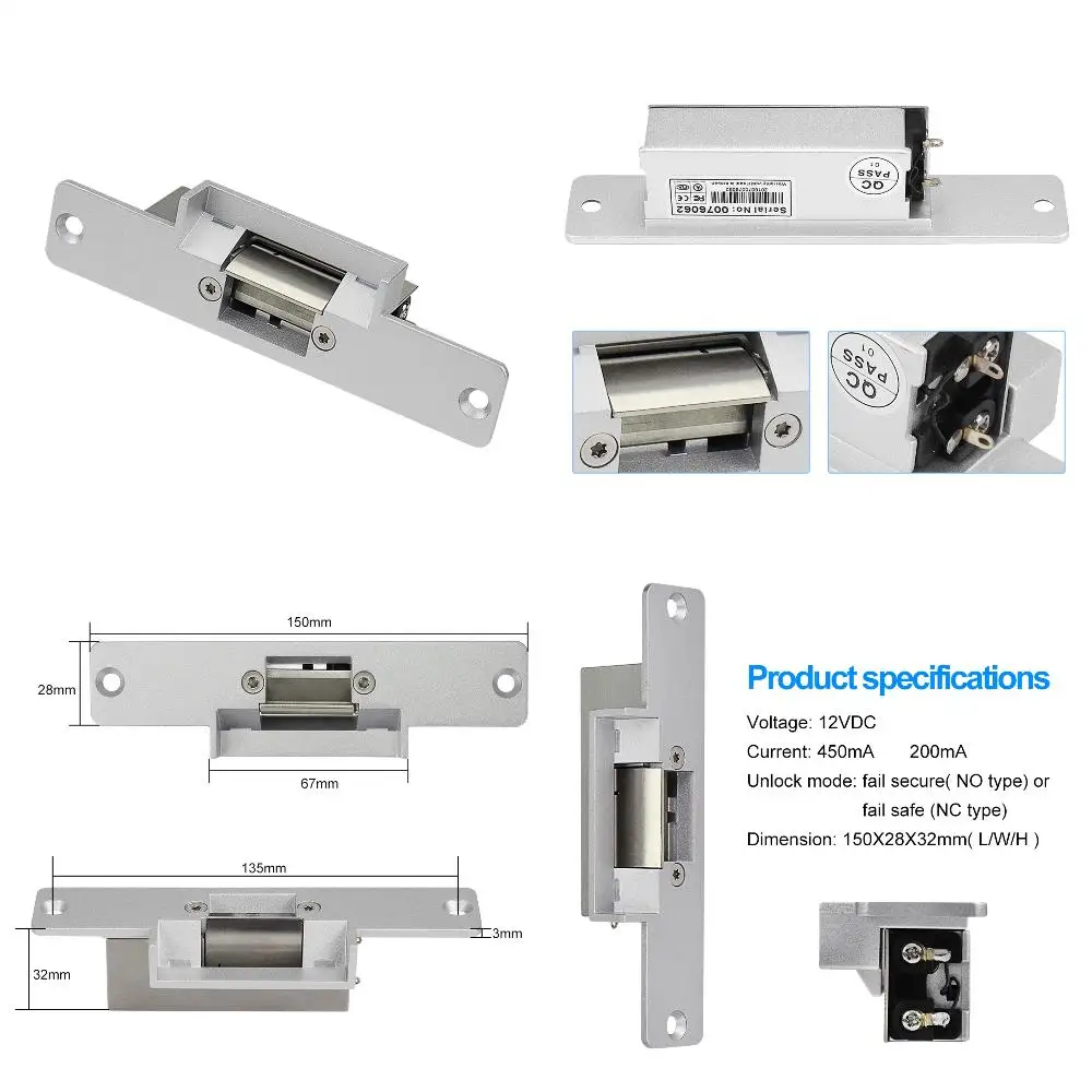 

Access control Lock 12VDC Fail Secure NO NC type Door Strike Lock For Access Control System Power Locks Electronic Lock