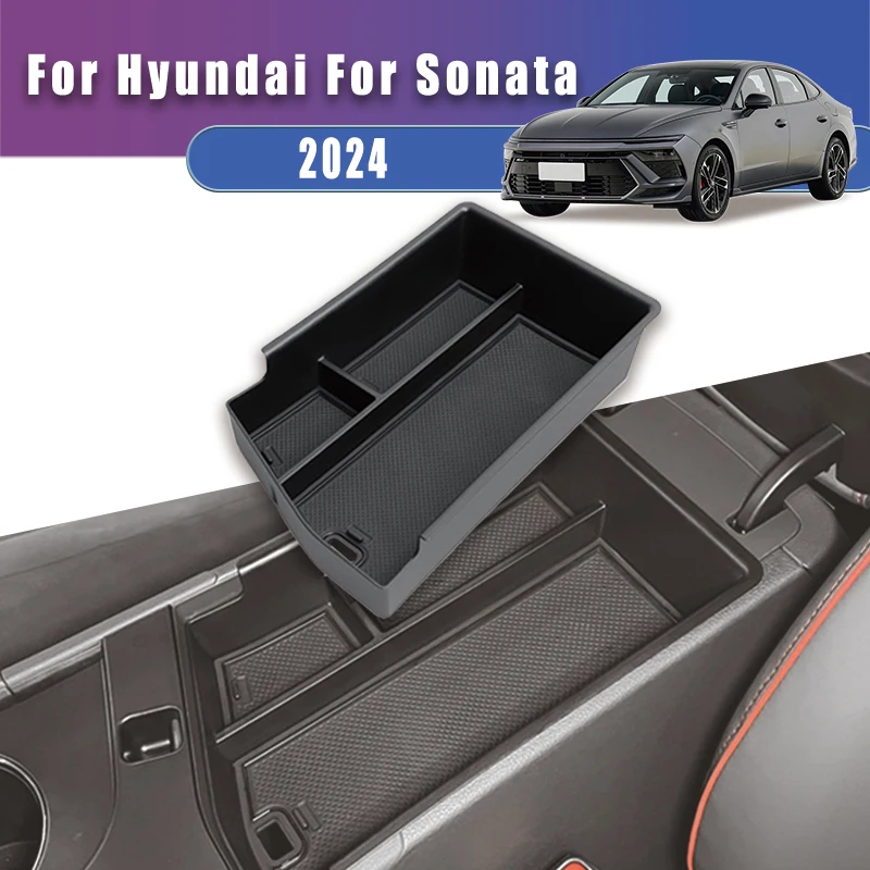 

Органайзер для хранения в подлокотнике, подходит для Hyundai Sonata 2024, лоток для центральной консоли с противоскользящей накладкой, аксессуары для салона автомобиля