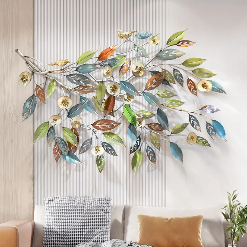 New Chinese style wall corner three-dimensional leaf wall hanging background wall light luxury pendant