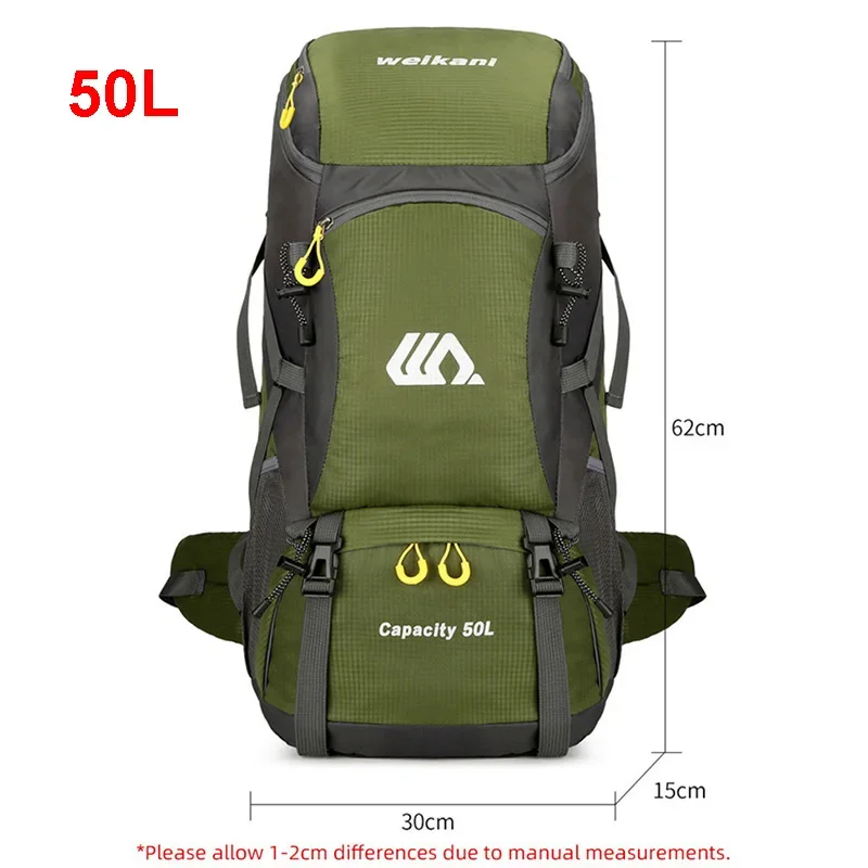 Mochila de viaje de 50l para hombre, bolsa grande de senderismo, mochila de Turismo, impermeable, deportes al aire libre, escalada, montañismo, equipaje