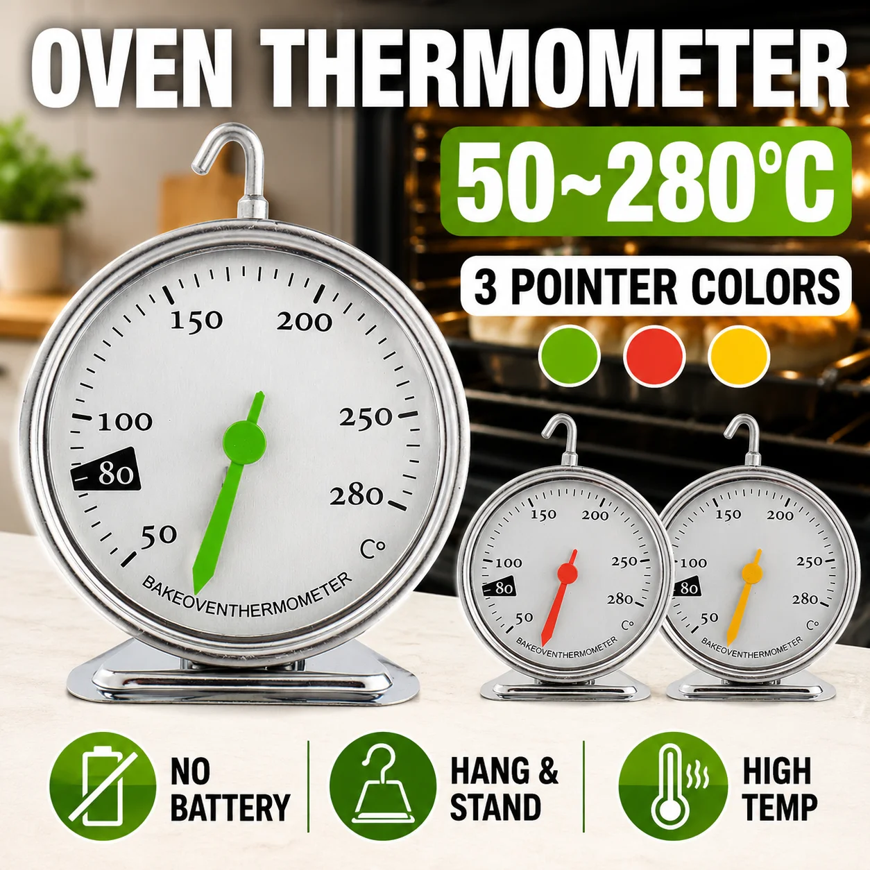 Oven Thermometer Analog - Termómetro Analógico para Horno 50-280 °
