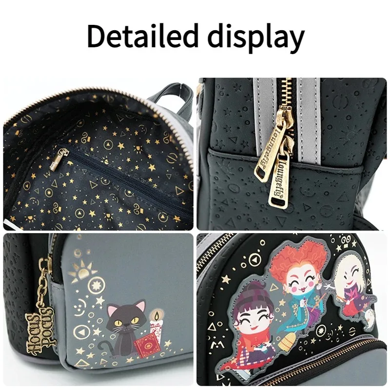 Loungefly Disney Hocus Pocus Mini Backpacks Winifred Mary and Sarah and The Loveable Cat Thackery Binx PU Cosplay Woman Backpack