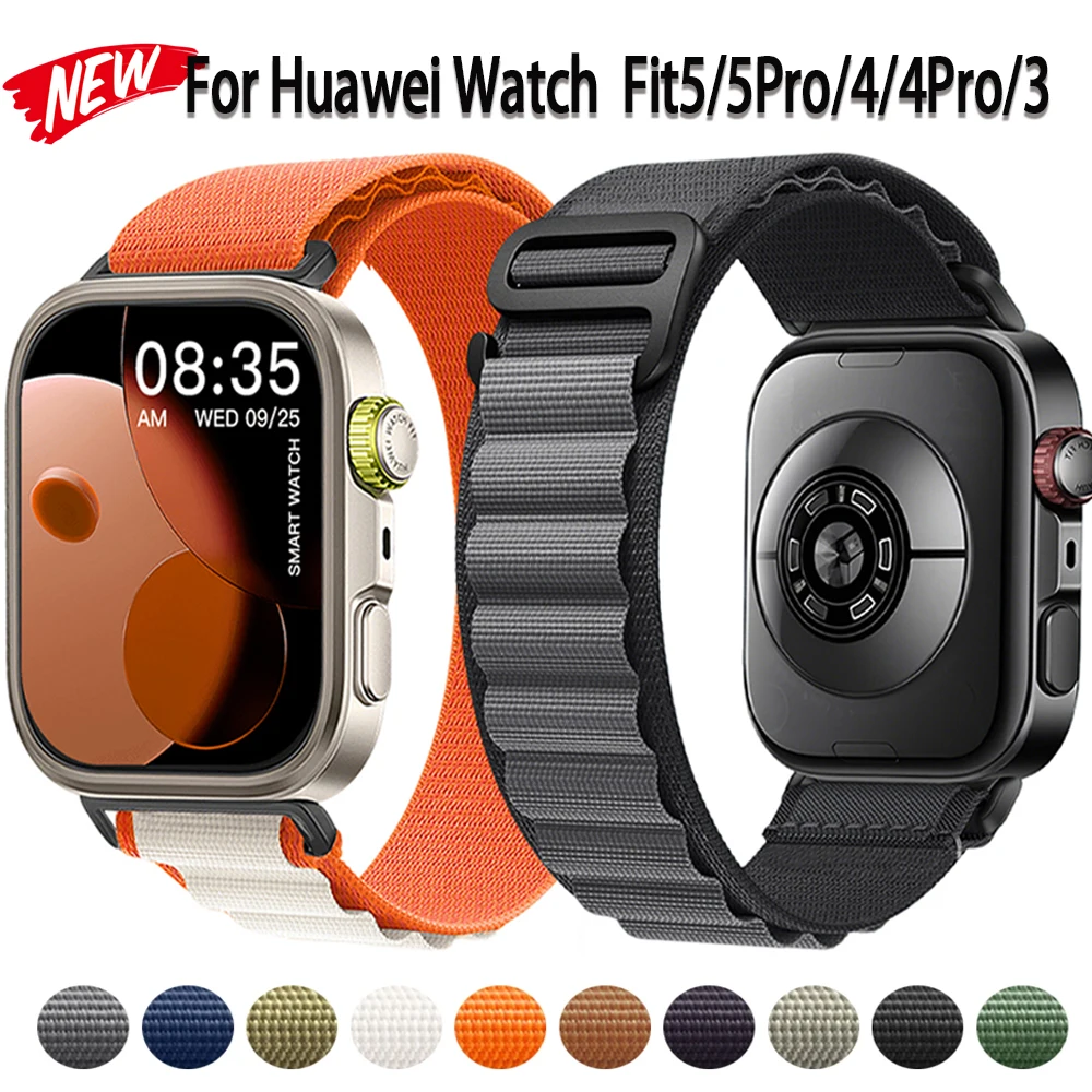 Offizielles Alpine Loop Nylon-Armband für Huawei Watch Fit 5/5 Pro Sports Trail, atmungsaktives Armband, Huawei Watch Fit 4/4Pro/3 Band