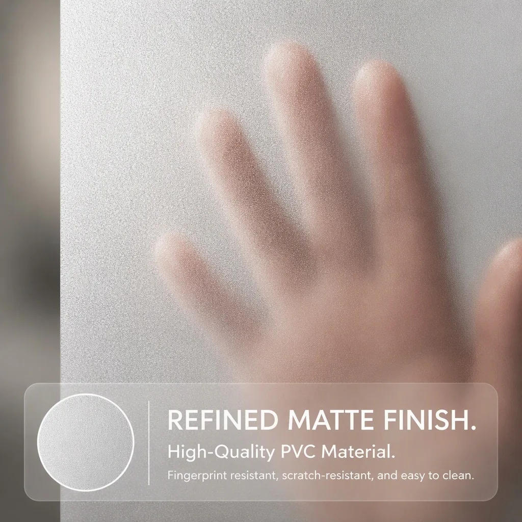 Frosted Window Film Privacy Matte Finish PVC 100% Privacy Protection Softens Sunlight for Bathroom Home Easy Clean