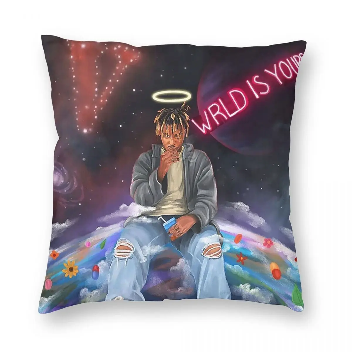 Rapper Juice Wrld Square Pillowcase Pillow Cover Cushion Zip Decorative Comfort Throw Pillow for Home Living Room