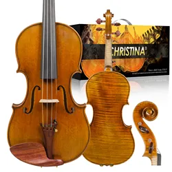 CHRISTINA Professional Violin S700 Series One-piece Flame Maple Back with Rosewood Fittings European Premium Spruce 4/4 Size