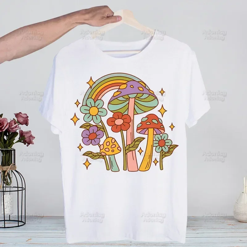 Mushroom Magic Psychedelic T Shirt Men Retro Washed Tops Tees Harajuku Tshirt Streetwear Hip Hop Male T-shirts