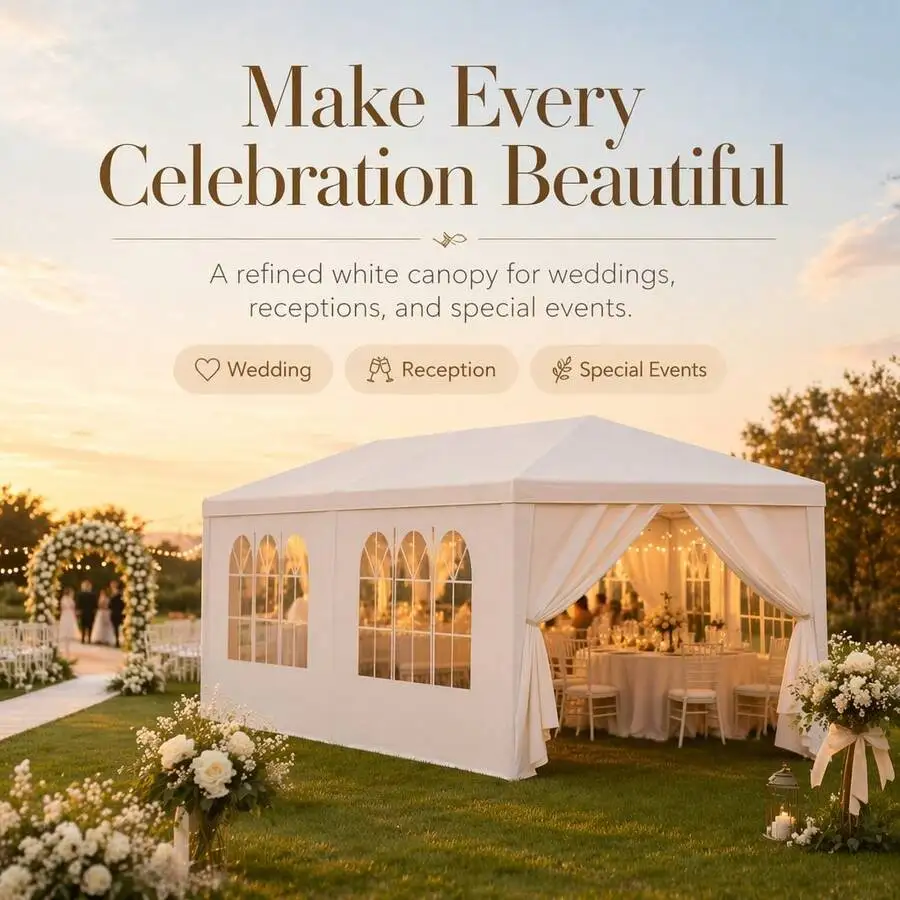 10'x20' Outdoor Party Tent With 6 Removable Sidewalls, Waterproof Patio Wedding Gazebo For Weddings, Catering Events, Bbqs, Part