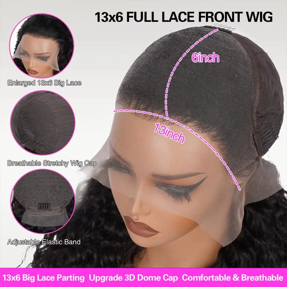 30 40 بوصة موجة عميقة باروكة من شعر طبيعي 250% الكثافة 13x6 شفافة HD الدانتيل الجبهة خصلات الشعر المستعار الإنسان مجعد الدانتيل شعر مستعار أمامي للنساء