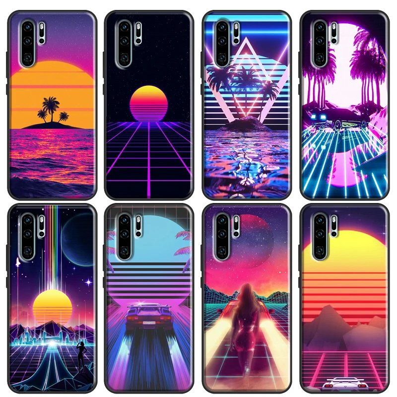 Vaporwave 80's Retro Neon Synthwave Case For Huawei P30 Lite P40 P20 Pro P Smart Z 2019 2021 Mate 20 10 Lite TPU Phone Cover