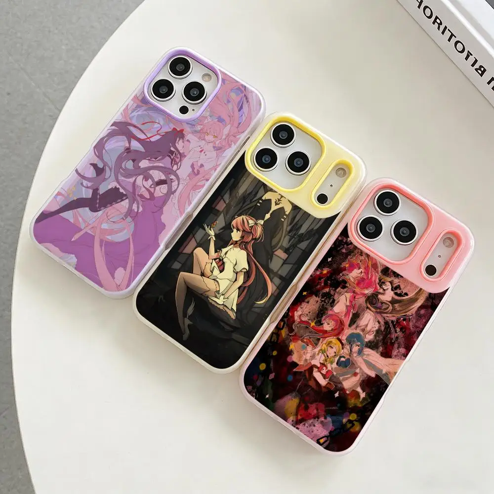 

P-Puella Magi Madoka Magica Phone Case Colorful 2‑in‑1 Jelly Matte Clear Full Protection Case For iPhone 11‑17 Series