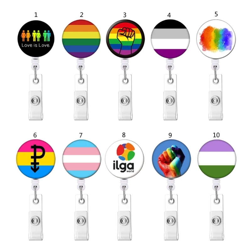 Rainbow Badge Holder Retractable Clip Badge Holder Pride Pins Pride Gifts Badge Pin