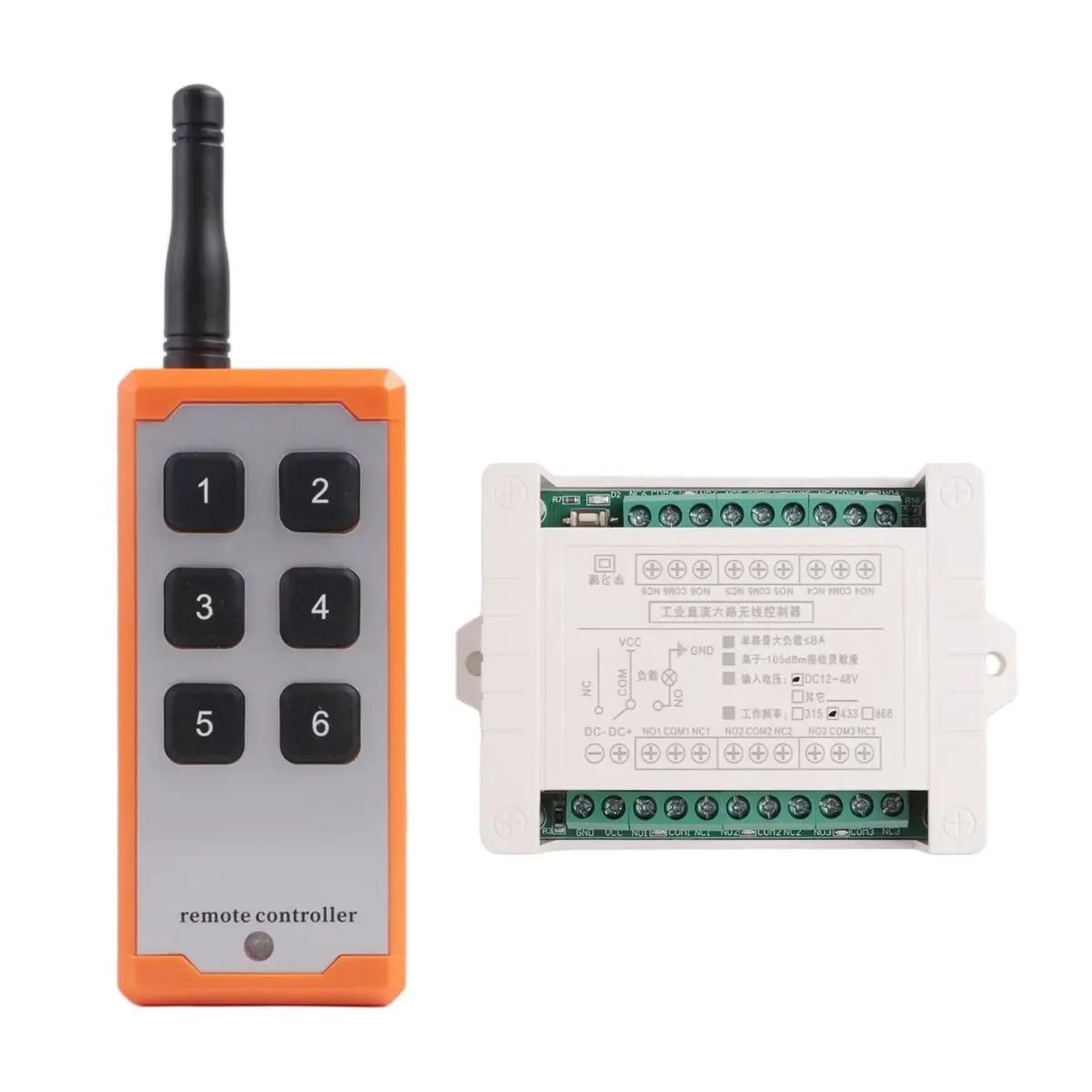 ABFS 1000m DC 12/24V Relay Remote Switch Wireless Remote Control Switch 6 Channel Relay Module Transmitter Receiver 433MHz