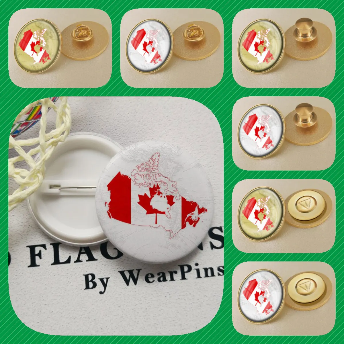 Canada Canadian Map Flag National Emblem Brooches Badges Lapel Pins