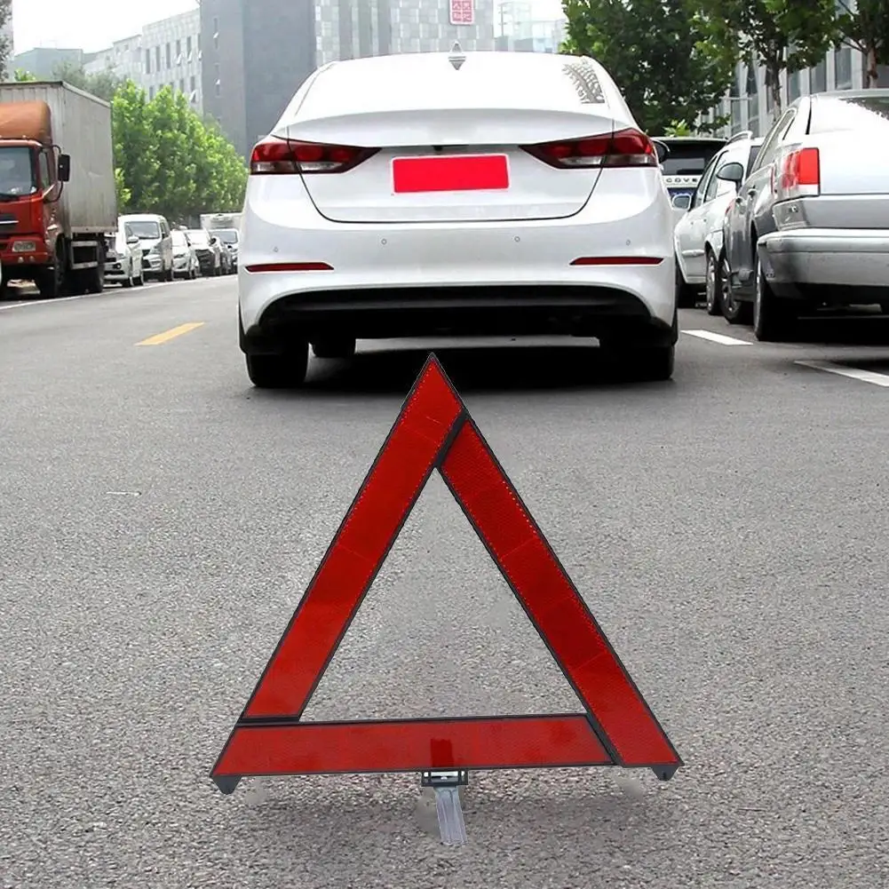 Emergency Breakdown Warning Triangle Foldable Night Road Safety Warning Tripod Red Reflective Road Safety Car Tripod Auto Parts