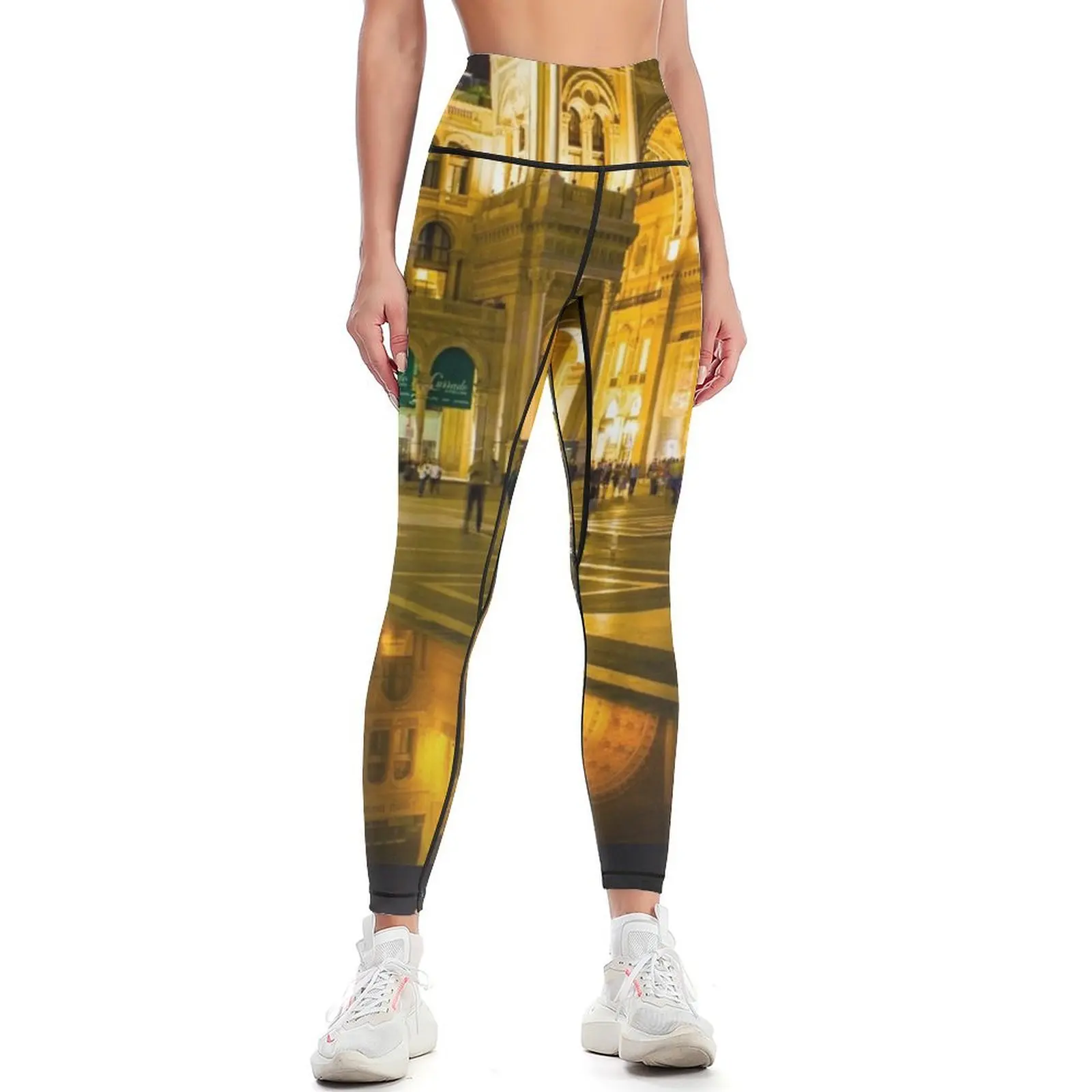 Piazza del Duomo at night, Milan, ITALY Leggings Sports female Women sportwear Training pants Womens Leggings