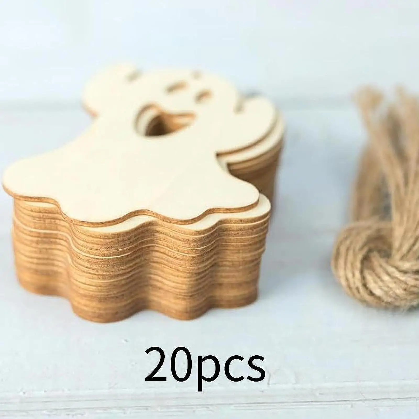 20x المعلقات زخارف الشبح الخشبية DIY الحرف اللوحات تخطيط الرعب #3