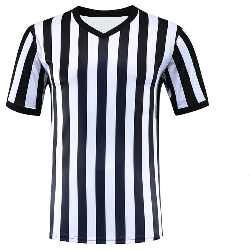 2026 Sommer Neu Damen Herren 90er Schiedsrichter Trikot Schwarz Weiß Vintage V-Ausschnitt Sport T-Shirt Oberteil