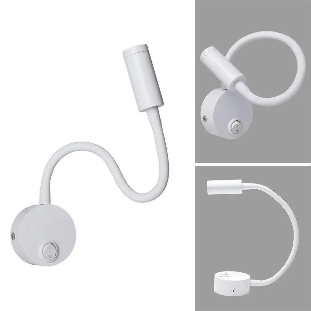 

Bedroom Wall Mounted Led Reading Lamp 3W Flexible Gooseneck Light For Home Office Dormitory Small Bright Low Power No Glare