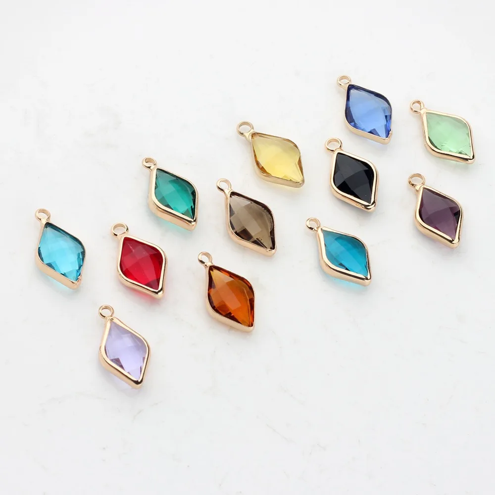 Zinc Alloy Charms with Crystal Glass Edging DIY Pendant for Earrings and Necklaces  Jewelry Charms