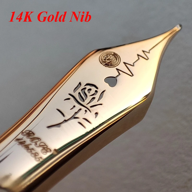 

Tanyue No.6 14K Gold Nib Fountain Pen Tips Limited ROSE/FOX/Pilot Carving Writing Pen Flex Silver F M B Nibs Office Accessories