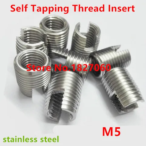 20pcs M5*0.8 stainless steel self tapping thread insert 302 type Slotted Wire Thread Repair Insert, Screw Bushing