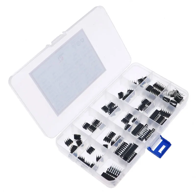 75pcs DIP IC chip kit set LM358 LM386 ULN2003 LM324 NE555 MC34063 TDA2822 JRC4558 OP07 TDA2030 ULN2803 LM339 NE5532 With box