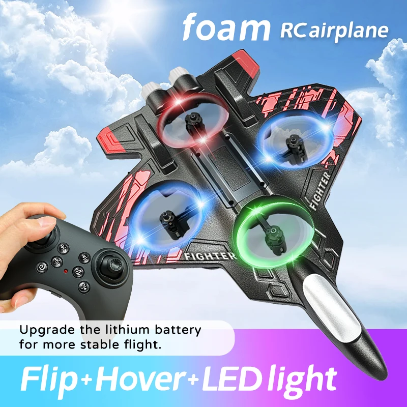 L101 2.4Ghz Kids RC Plane with LED Lights, Hovering, Tumbling, Vertical Take-off & Landing Aircraft Model