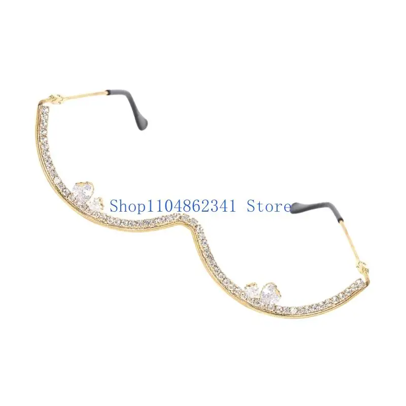 نظارات بتصميم أحجار الراين الفاخرة، هيكل معدني عملي، نظارات كوسبلاي، ديكورات عصرية لإكسسوارات الحفلات ذات الطابع