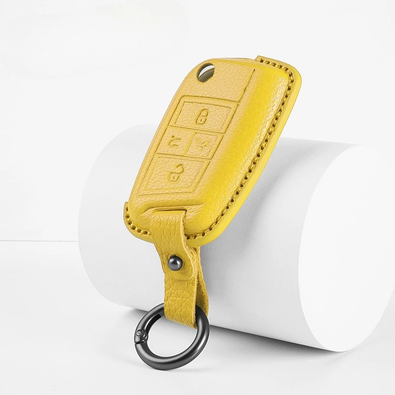 Premium Sheep Leather Key Cover Case for Volkswagen Tiguan / Bora / Sagitar / Lavida (2024) - Protective Key Fob Shell Keychain