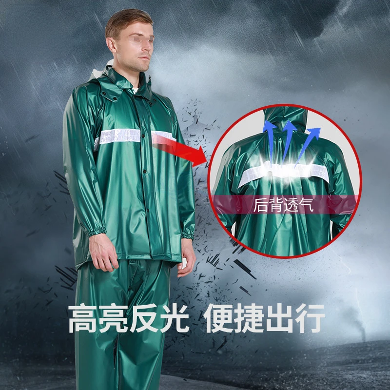 Waterproof Thicken PVC Split Raincoat for Women Men Motorcycle Impermeable Rain Jacket Rain Pants Suits Protective Rainwear