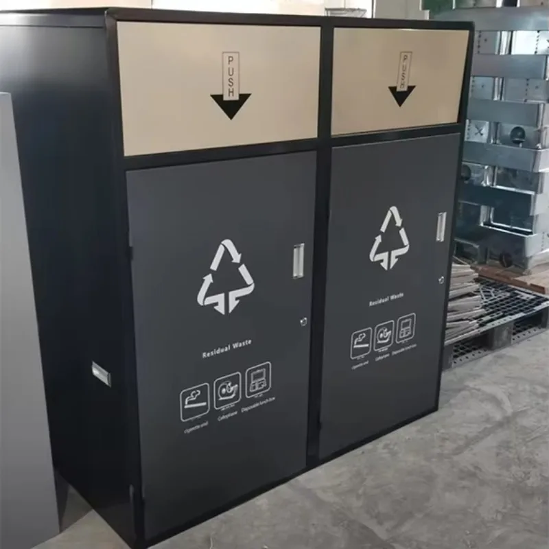 240L Large Metal Waste Bin Factory Wholesale Outdoor Street Galvanized Steel Trash Can 120L Classified Dustbin Garbage Container