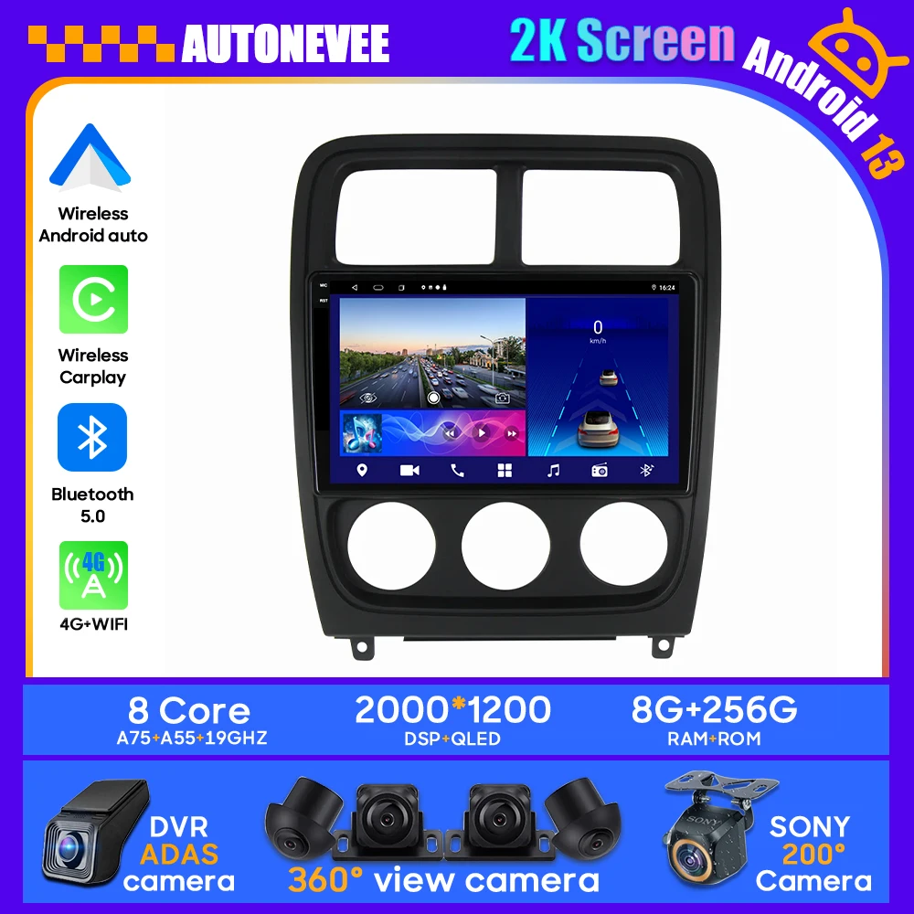 

Car Android Radio For Dodge Caliber PM 2009 - 2013 Head Unit Multimedia Player Carplay GPS Navigation Auto BT No 2din DVD 5G 2K