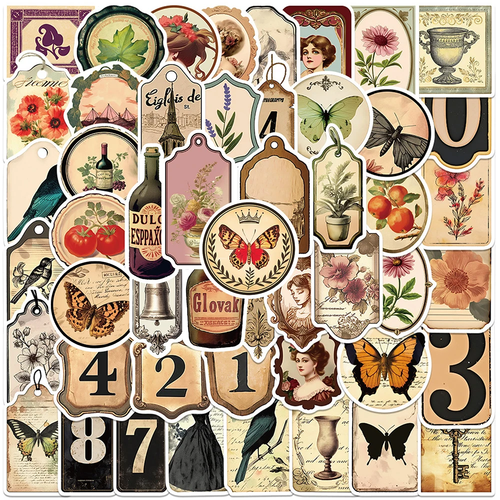 10/30/50 stücke Kreative Verblasst Retro Kunst Muster Aufkleber Wasserdicht DIY Sammelalbum Telefon Notebook Gitarre Graffiti Aufkleber Dekoration