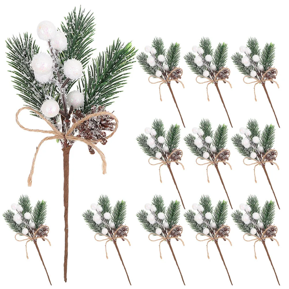 

12Pcs Christmas Berries Stems Fake Pine Decor Simulation Plant Ornament for Home Cafe Restaurant Interior Decoration