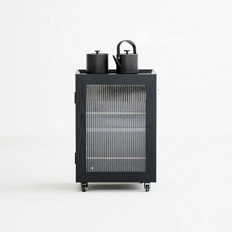 Ash Wood Silent Wind Tea Cabinet Carbonized Black Tea Table-Side Cabinet Boiling Table Full-Automatic Water Feeding Tab