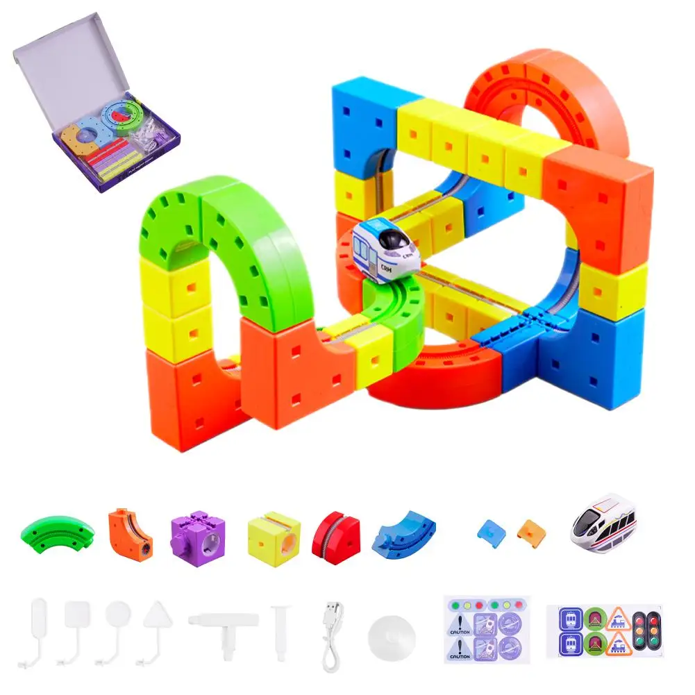 Kinder-Magische Schienenbahn Elektrische Zusammenbaubare Bausteine Magnetische Schienen Auto-Labyrinth Pädagogisches Spielzeug Magnetische Montage-Bahn