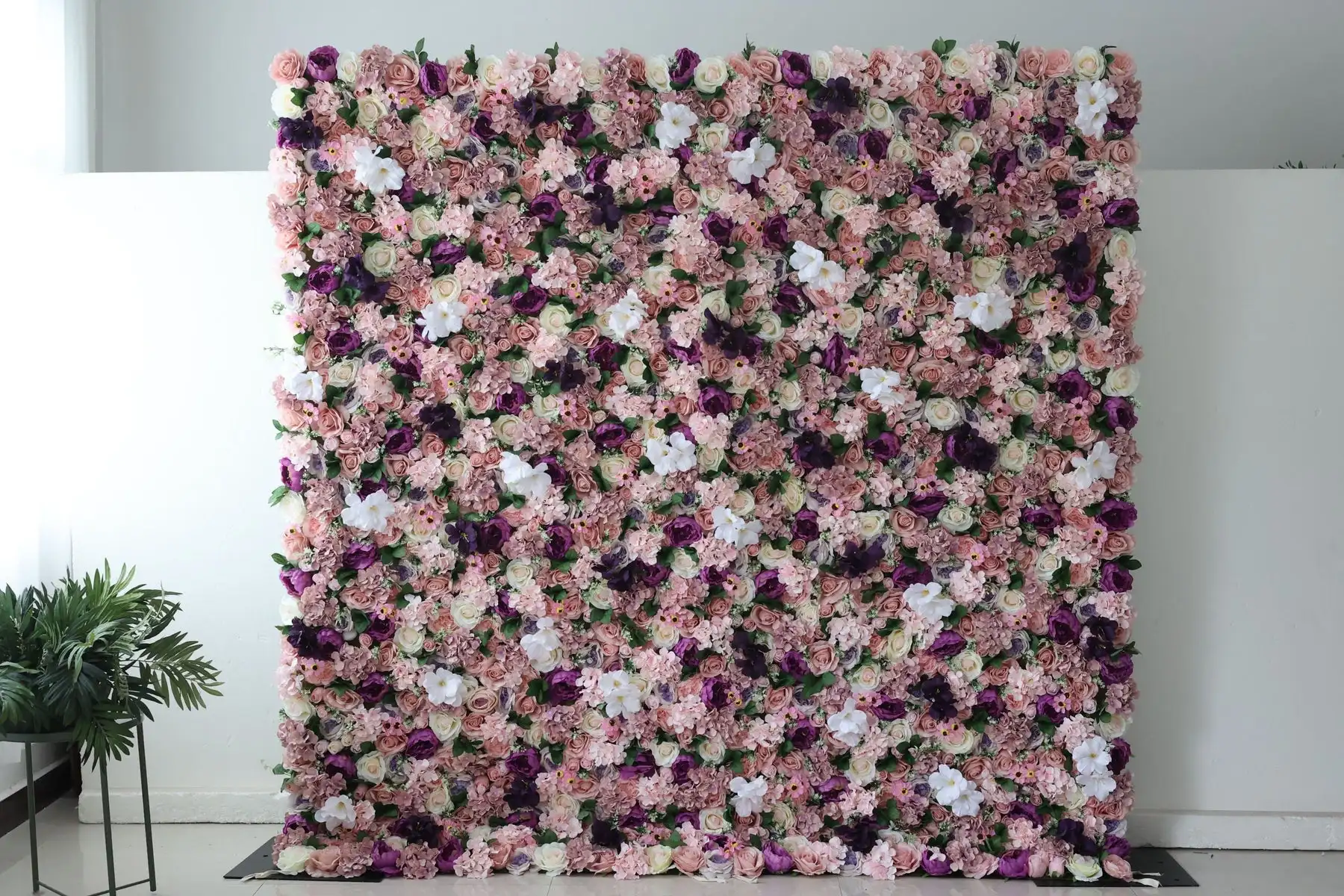 Mixed Flower Series 3D pink Rose White Hydrangea purple Phalaenopsis cloth artificial flower wall wedding background decoration