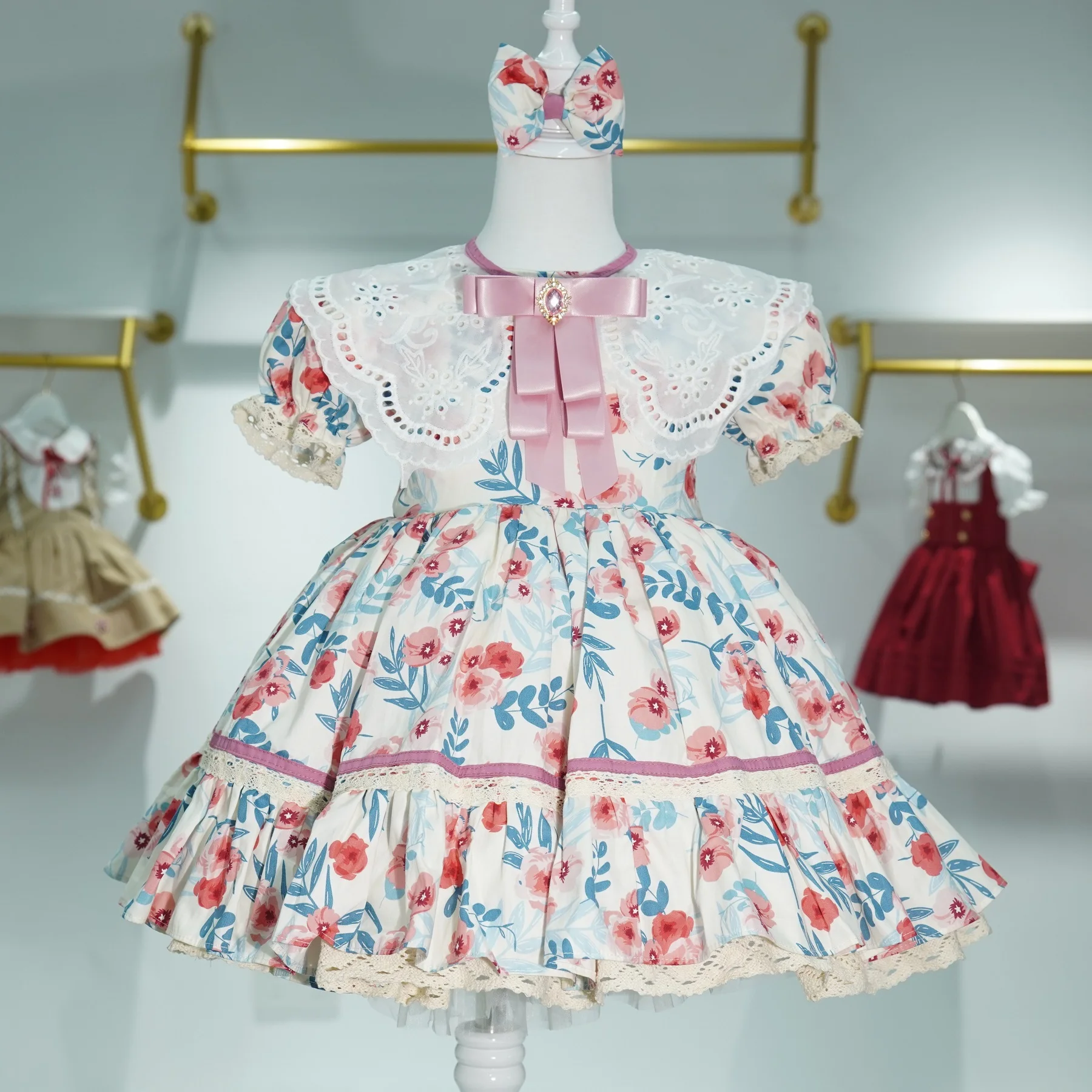 

0-12Y Baby Girl Summer Floral Printed Vintage Princess Dress for Birthday Holiday Photography Casual B36