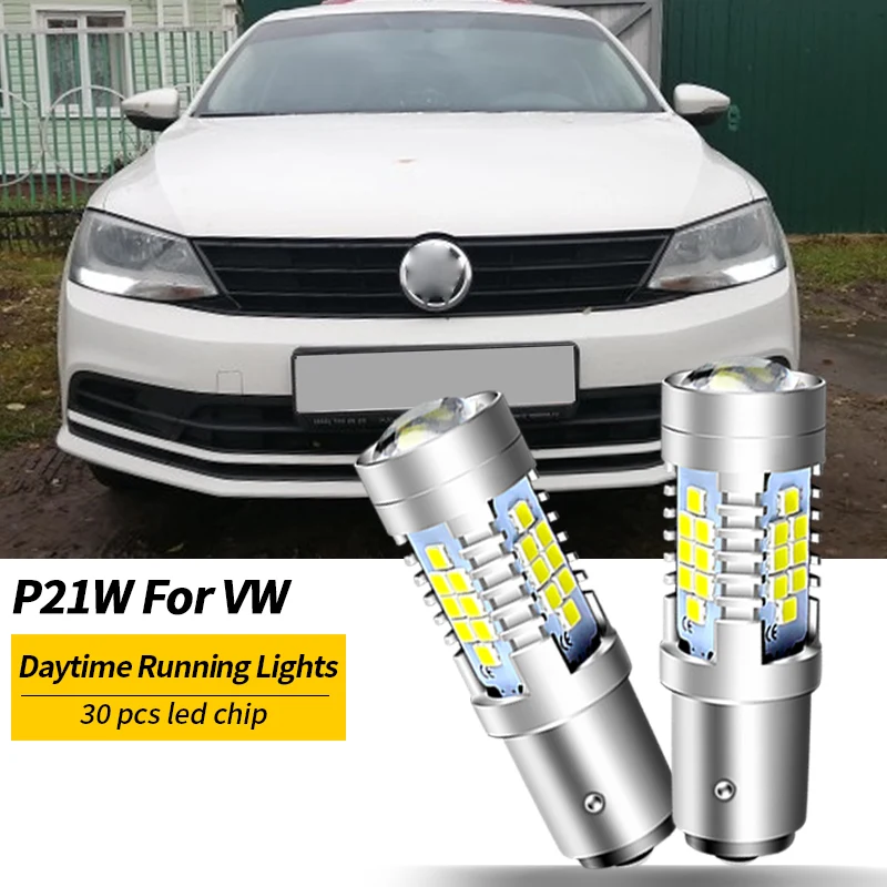 2X 1156 P21W BA15S LED DRL Driving Daytime Running Day Fog Lamp Light For Volkswagen VW Passat B7 2011 2012 2013 2014