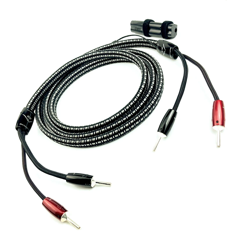 HIFI K2 HiFi Speaker Audio Cable Silver Banana to Spade Plugs with Good 72V Battery