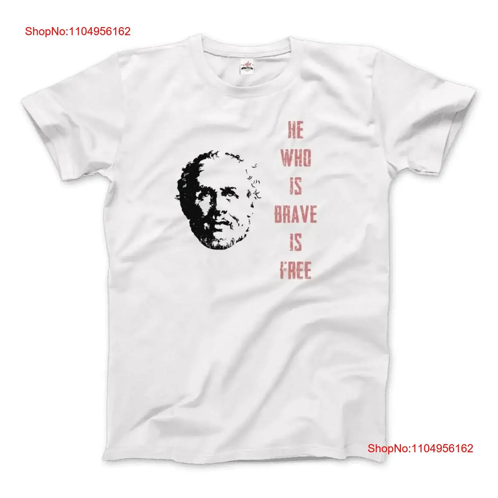 Seneca famosa cita estoica He Who is Brave gratis camiseta vintage lavada transpirable Casual estirado Top para uso diario gráfico
