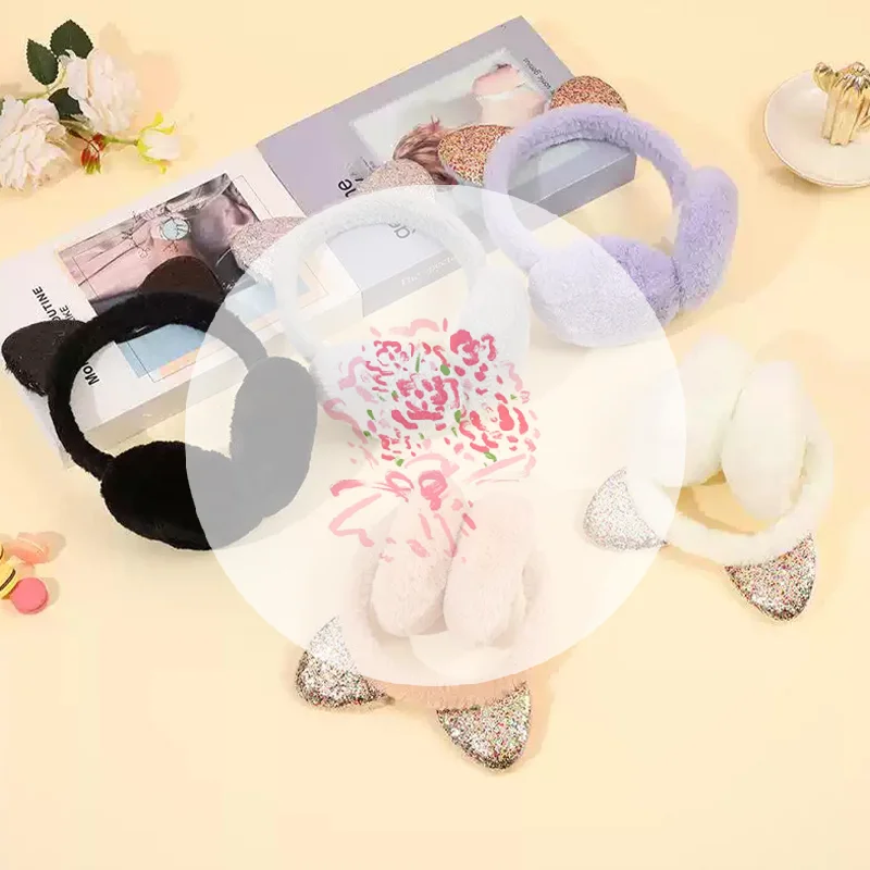 المألوف لطيف الكرتون القط الأذن غطاء للأذنين الدافئة سميكة غطاء للأذنين الشتاء التجمد #1