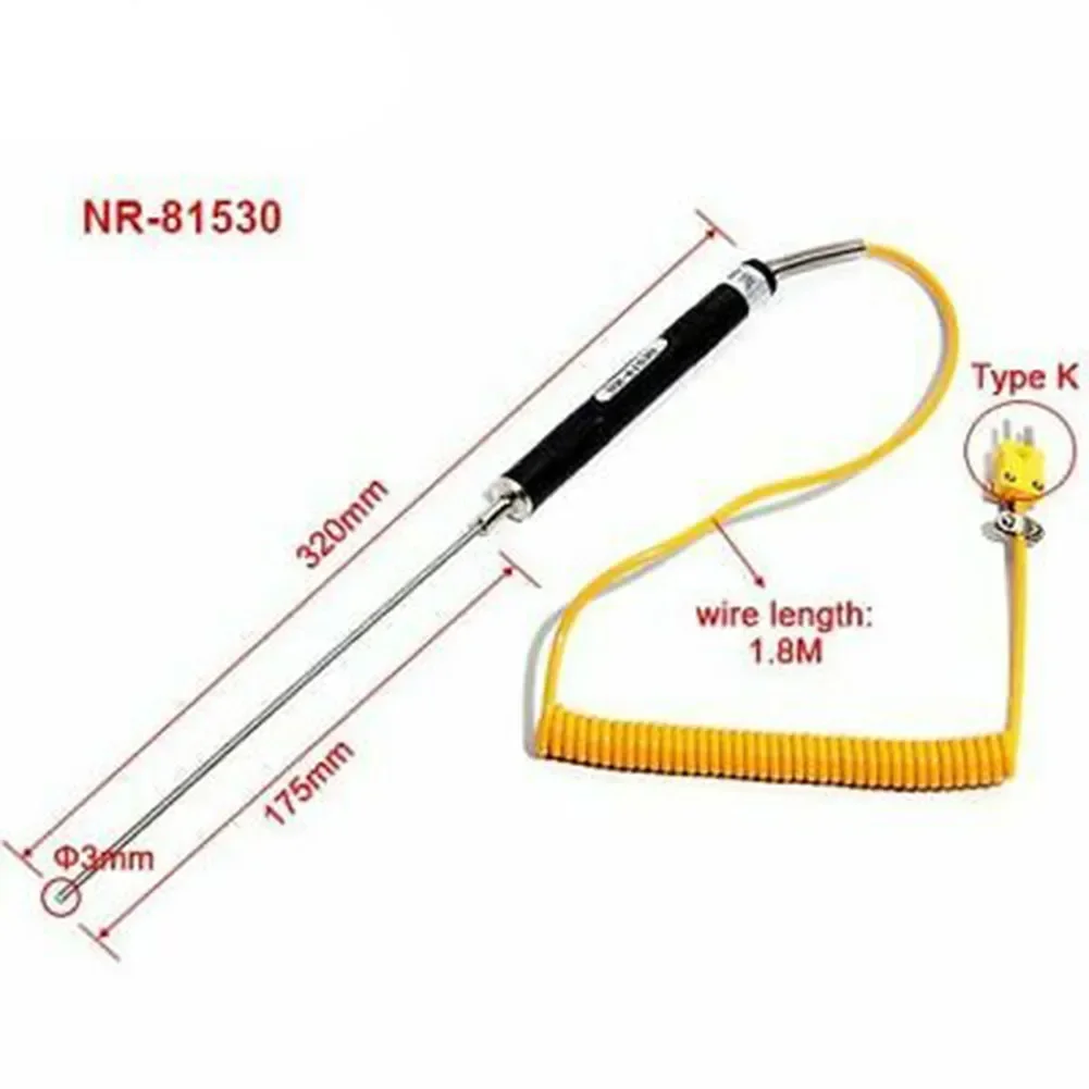1pc K Type Thermocouple Temperature Probe Sensor 500°C For Thermometer NR-81533B / 81531B / 81532B / NR-81530 / NR-81539